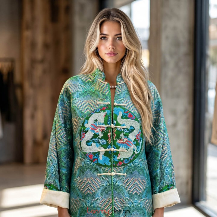 Green dragon brocade coat